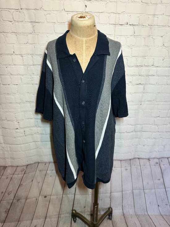 Old Navy Other - Mens Knit Sweater Blue and Gray Button-up Short Sleeve Size XL Old Navy